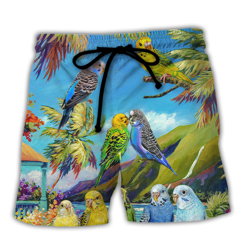 Parrot Budgie Parrot Beautiful Landscape - Beach Short Reefox - Owls Matrix LTD