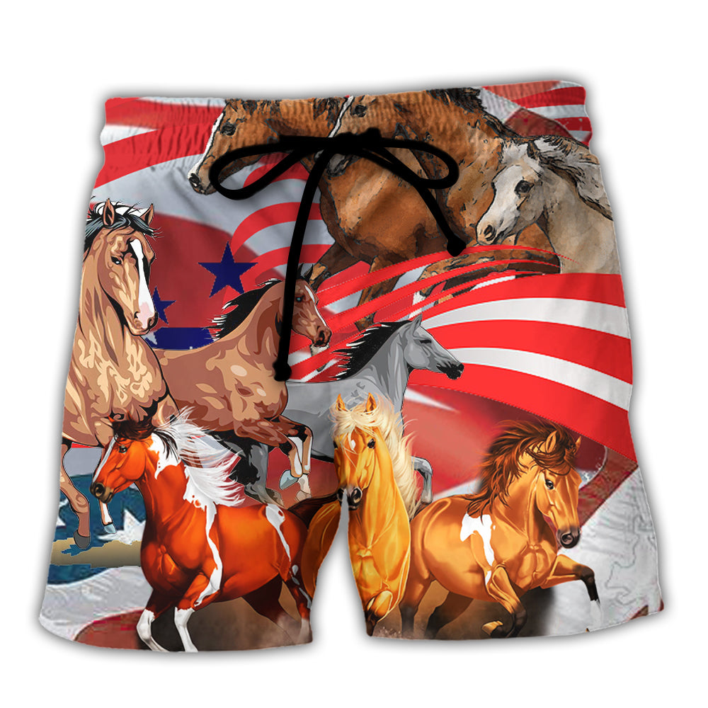 Horse Independence Day America - Beach Short Reefox - Owls Matrix LTD