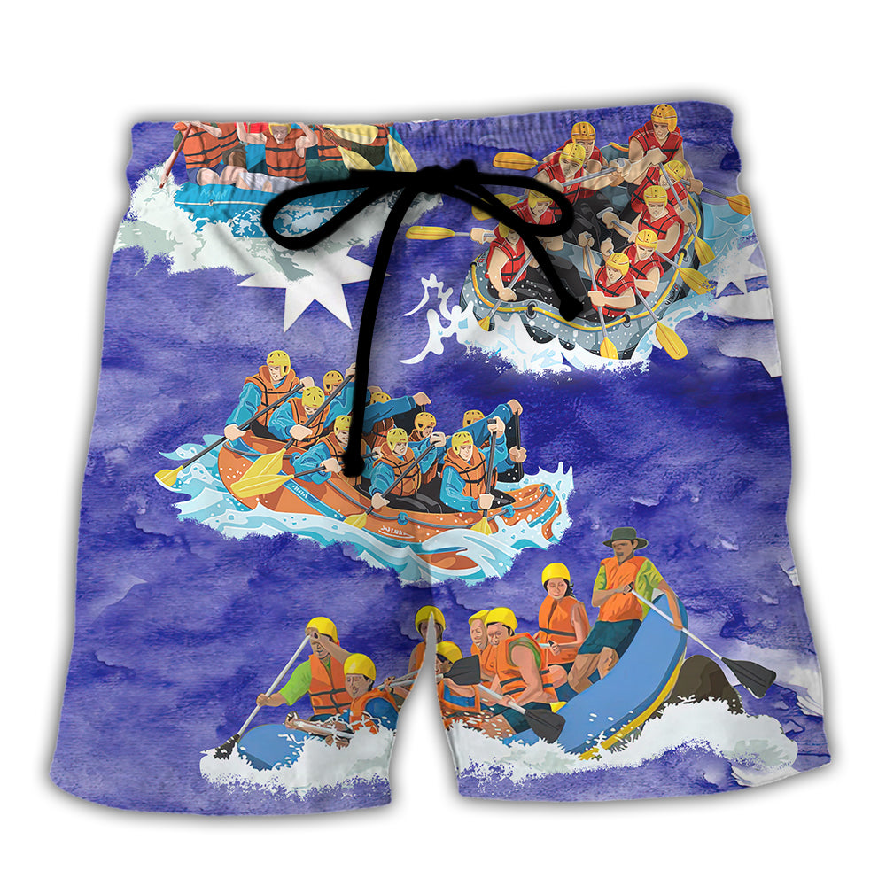 Water Rafting River Rafting Team Funny Lover Australia Flag Vintage Art Style - Beach Short Reefox - Owls Matrix LTD