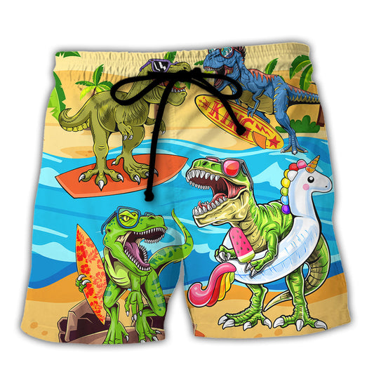 Surfing Funny Dinosaur World's Okayest Surfer Lovers Surfing - Beach Short Reefox