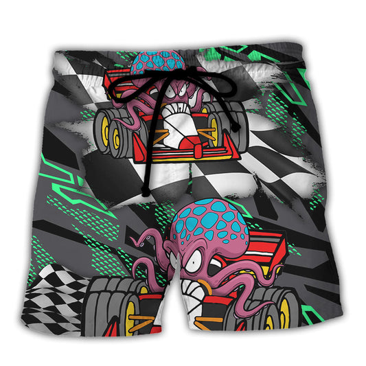 Octopus Racing Formula One Car Racing Australian Vibe Art - Beach Short Reefox - Owls Matrix LTD