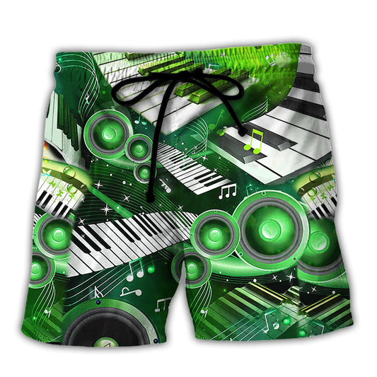 Piano Music Love Green Style - Beach Short Reefox - Owls Matrix LTD