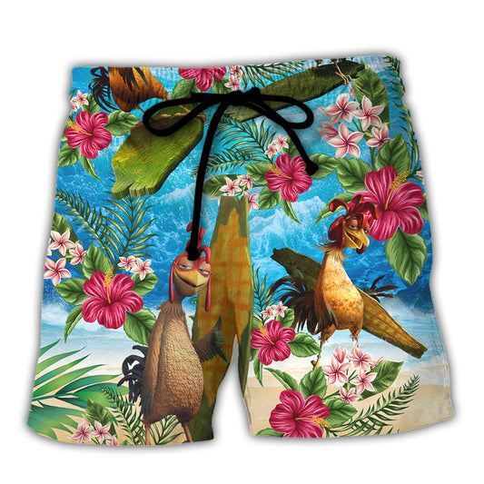Surfing Funny Chicken Respect The Locals Lovers Surfing Tropical - Beach Short Reefox