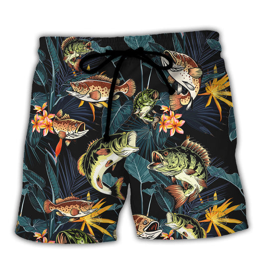Fishing Born To Fish Forced To Work Tropical Vibe - Beach Short Reefox
