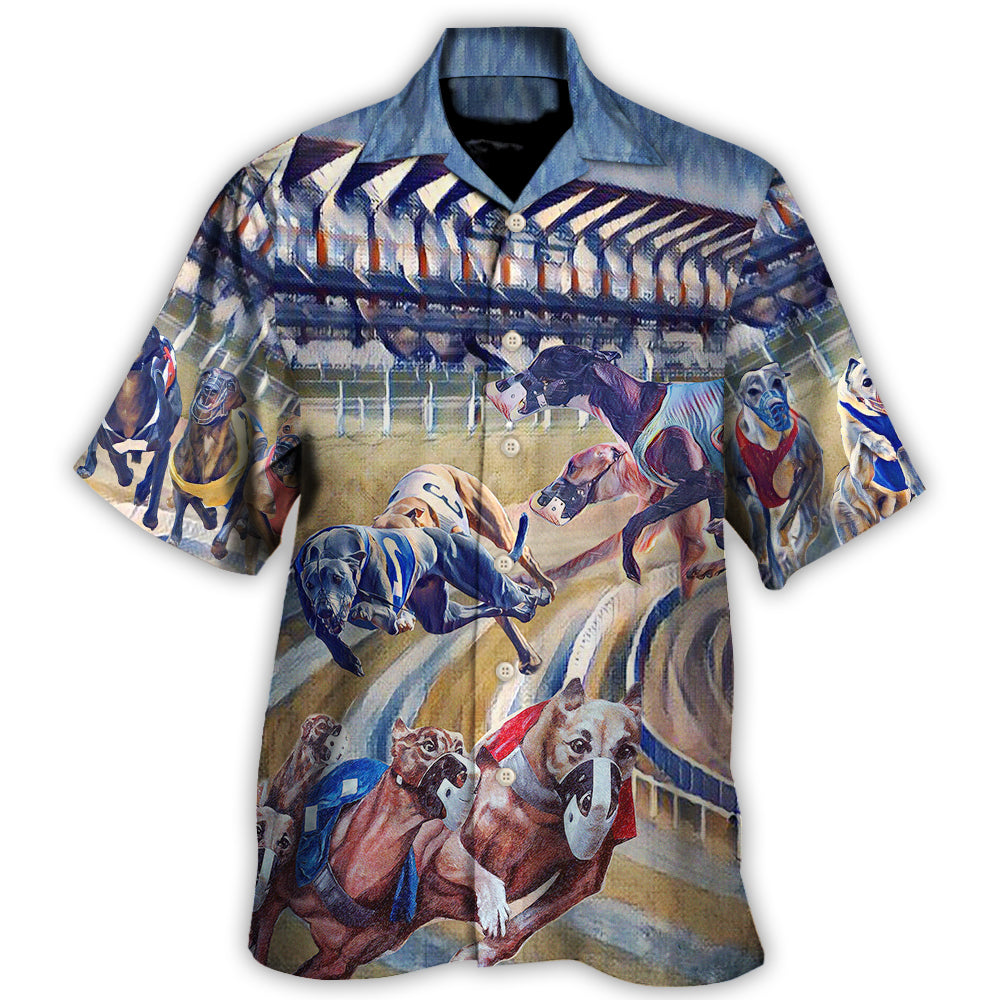 Dog Racing Art Print We Love Dog Racing Greyhound - Hawaiian Shirt - Reefox
