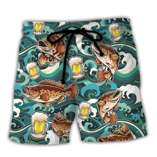 Fishing Beer Fishing Solves Most Of My Problems Beer Solves The Rest - Beach Short Reefox