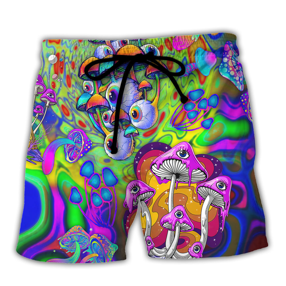 Hippie Mushroom Stay Trippy Little Hippie Colorful - Beach Short Reefox - Owls Matrix LTD