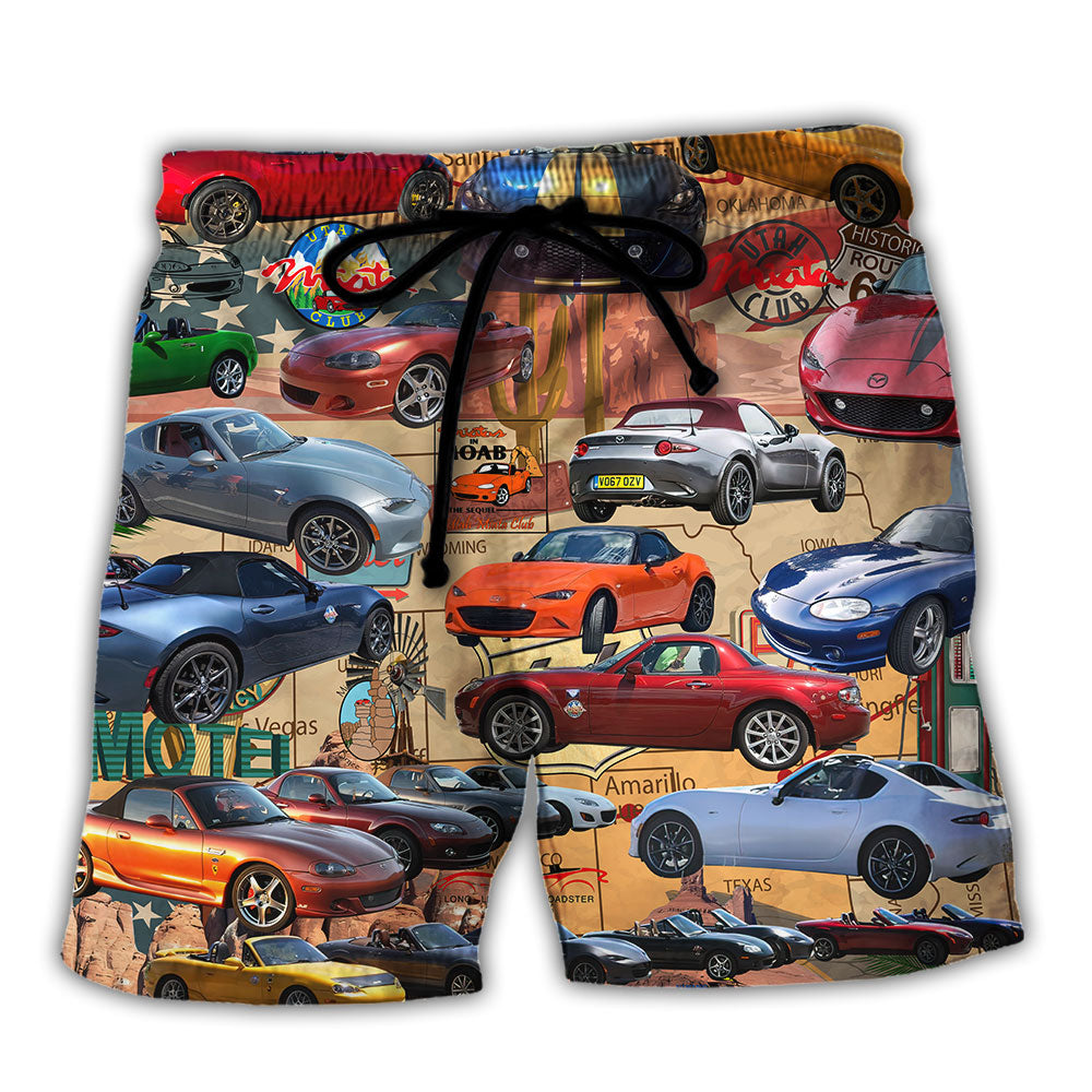 Car Lover Utah Miata Club Route 66 - Beach Short Reefox - Owls Matrix LTD