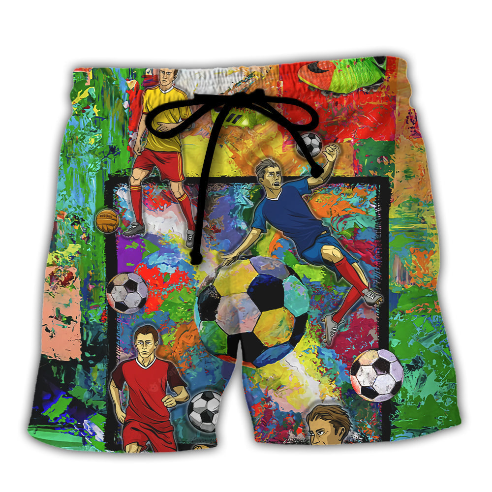 Soccer Style Colorful Lover Art - Beach Short Reefox - Owls Matrix LTD