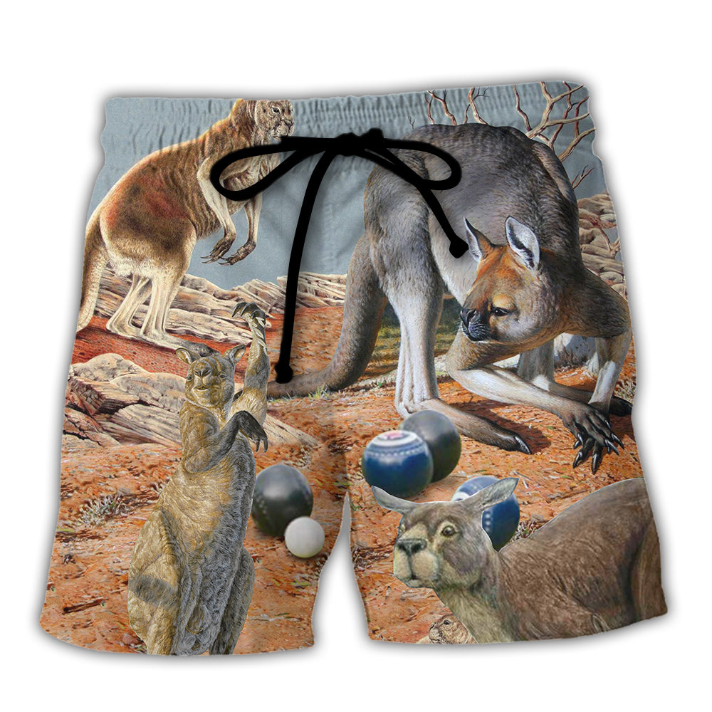 Lawn Bowling Kangaroo With Lawn Bowling - Beach Short Reefox - Owls Matrix LTD