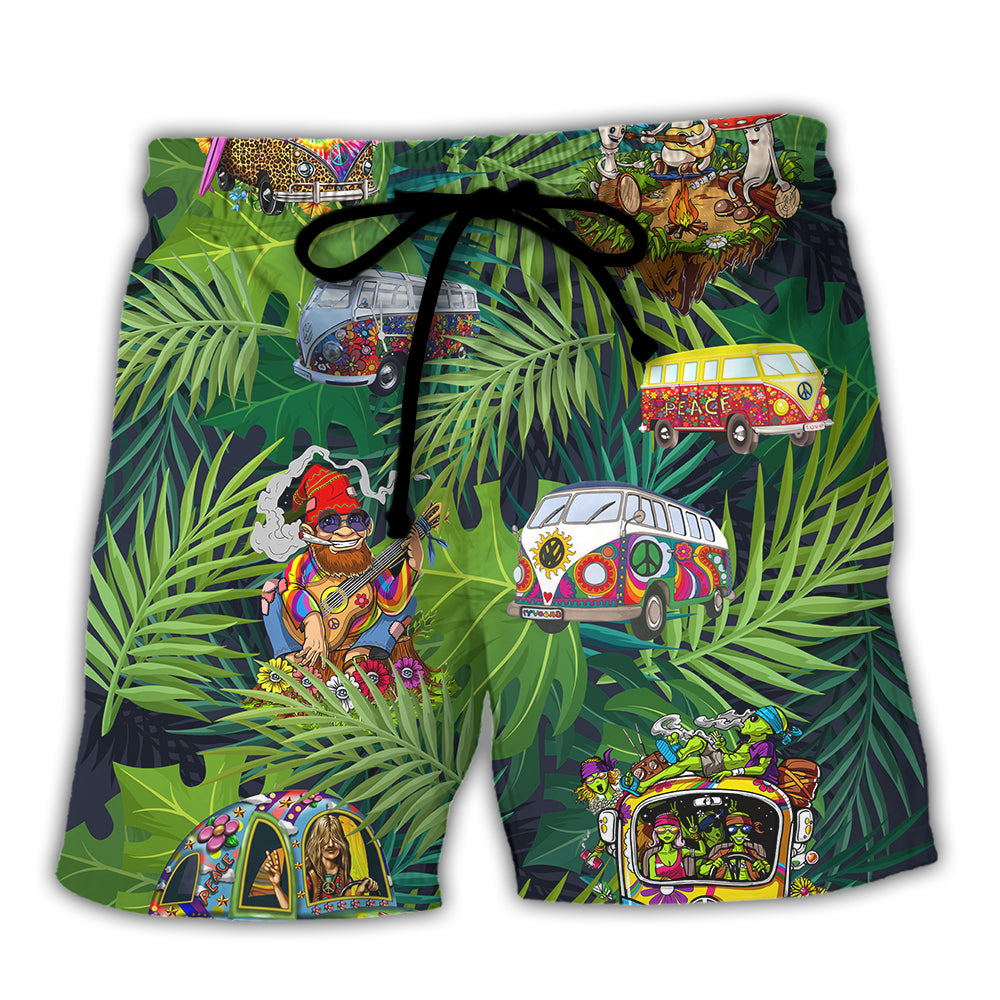Camping Funny Hippie Stay Trippy Little Hippie Tropical - Beach Short Reefox