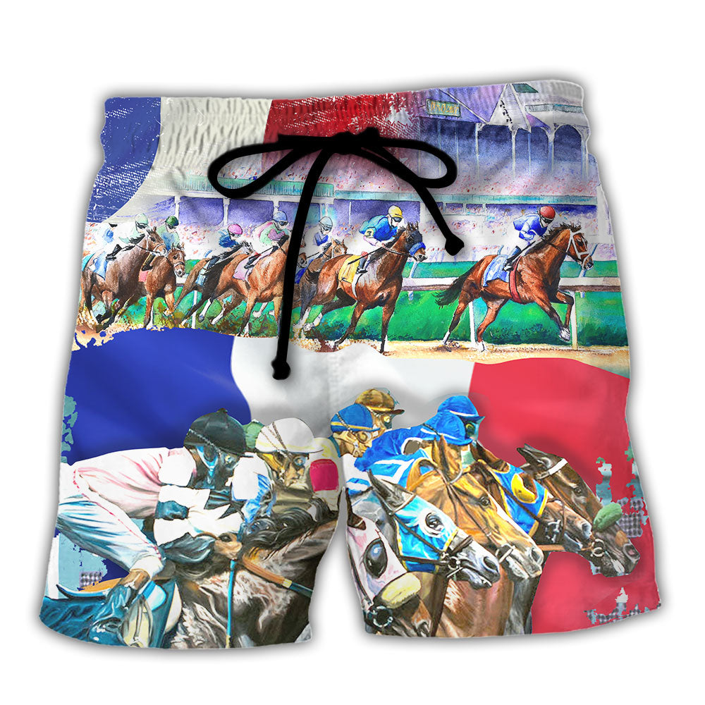 Horse France Horse Racing Amazing Seat Lover Style - Beach Short Reefox - Owls Matrix LTD