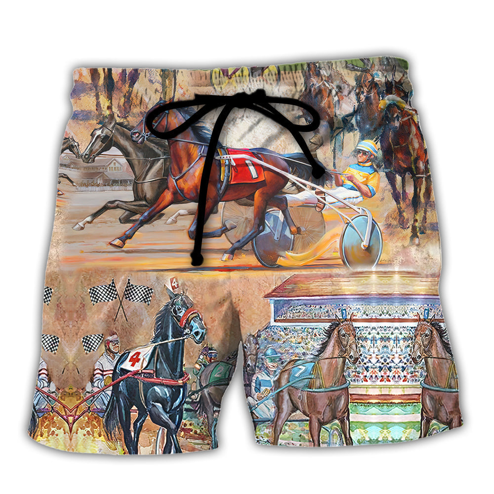 Horse Harness Racing On With Passion - Beach Short Reefox - Owls Matrix LTD