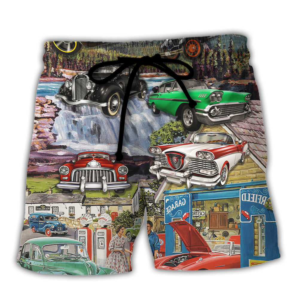 Car Classic Car Life Art Style - Beach Short Reefox - Owls Matrix LTD