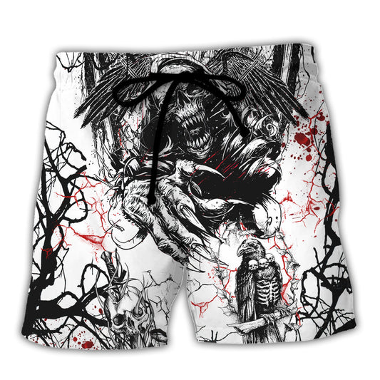 Skull Of Course I'm Going To Hell I'm Just Here To Pick You Up White Style - Beach Short Reefox
