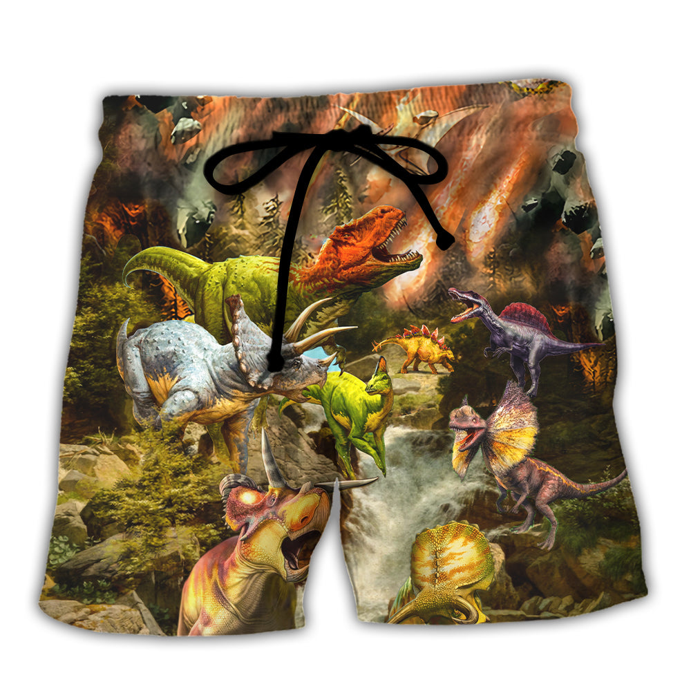 Dinosaur Disastrous War Art Style - Beach Short Reefox - Owls Matrix LTD