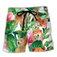 Shiba Inu Tropical Leaf Floral Style - Beach Short Reefox - Owls Matrix LTD