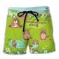 Groundhog Lover Day Happy Spring Day With Grass Flowers - Beach Short Reefox - Owls Matrix LTD