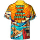 Dog Lovers Surfing Surf Eat Sleep Repeat Art Style - Hawaiian Shirt