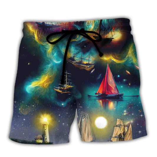 Sailing Travel In Space On An Old Sailing Ship - Beach Short Reefox