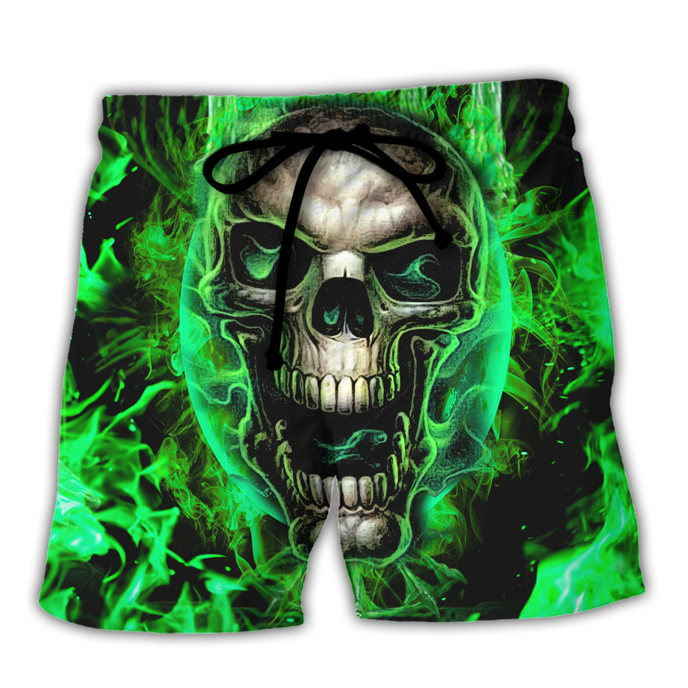 Skull When I Was Born The Devil Said Oh...Sh!t! Competition Green Style - Beach Short Reefox