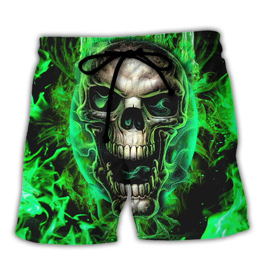 Skull When I Was Born The Devil Said Oh...Sh!t! Competition Green Style - Beach Short Reefox