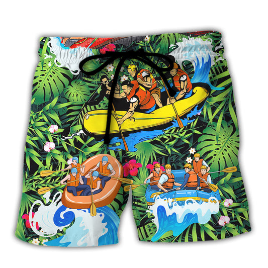 Water Rafting Lover Style Flower Tropical - Beach Short Reefox - Owls Matrix LTD