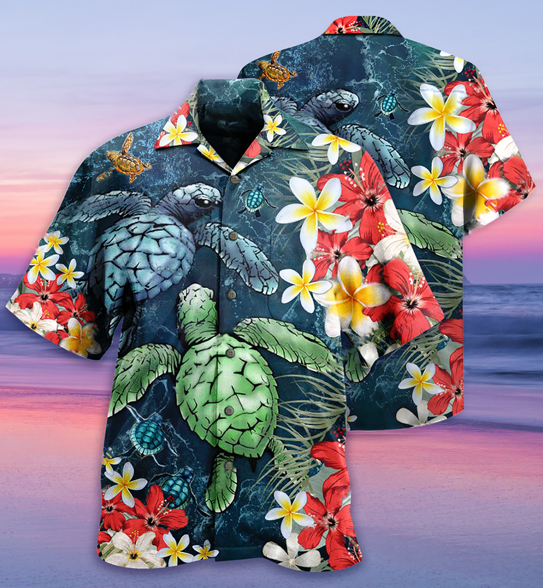 Turtle Love Flowers - Hawaiian Shirt - Reefox