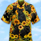 Black Cat Love Sunflower - Hawaiian Shirt - Reefox