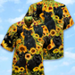 Black Cat Love Sunflower - Hawaiian Shirt - Reefox
