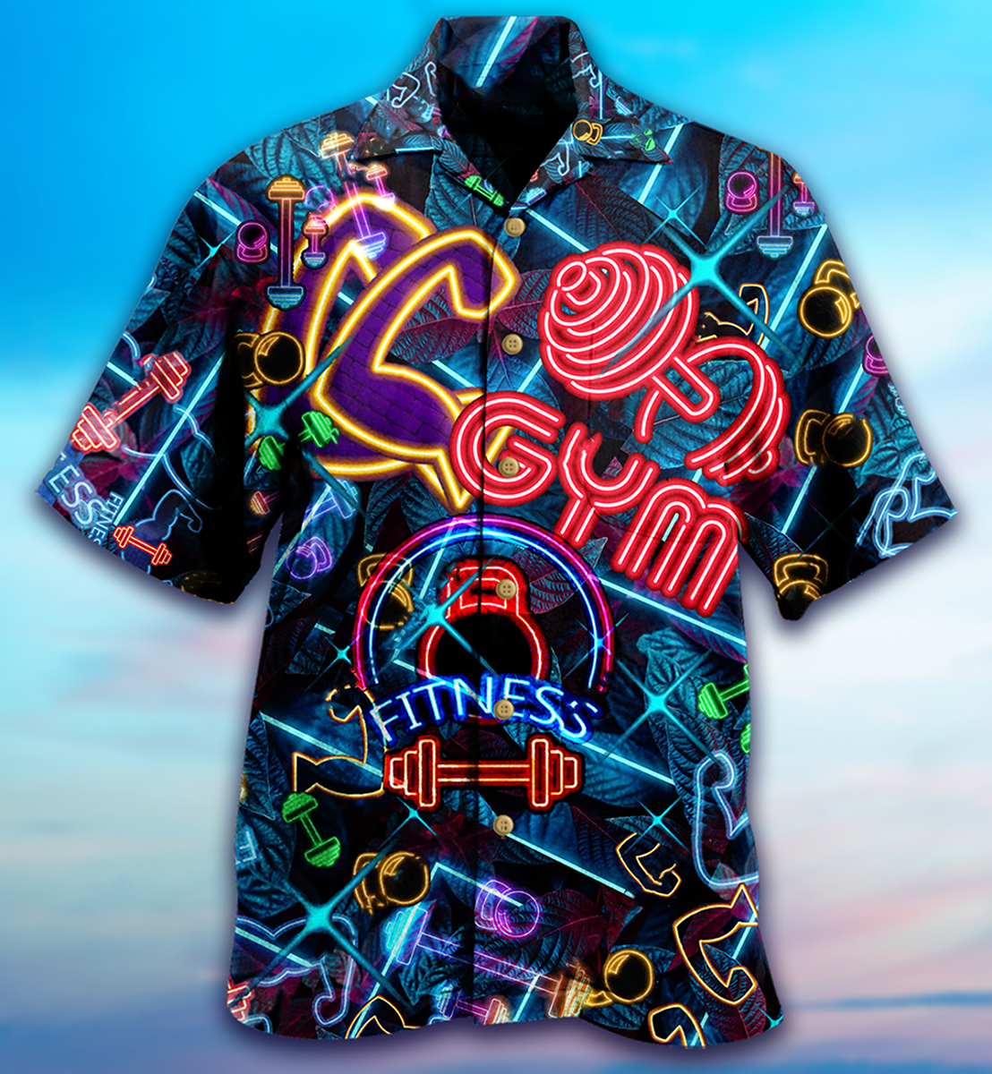 Gym Love Fitness Neon Style - Hawaiian Shirt - Reefox
