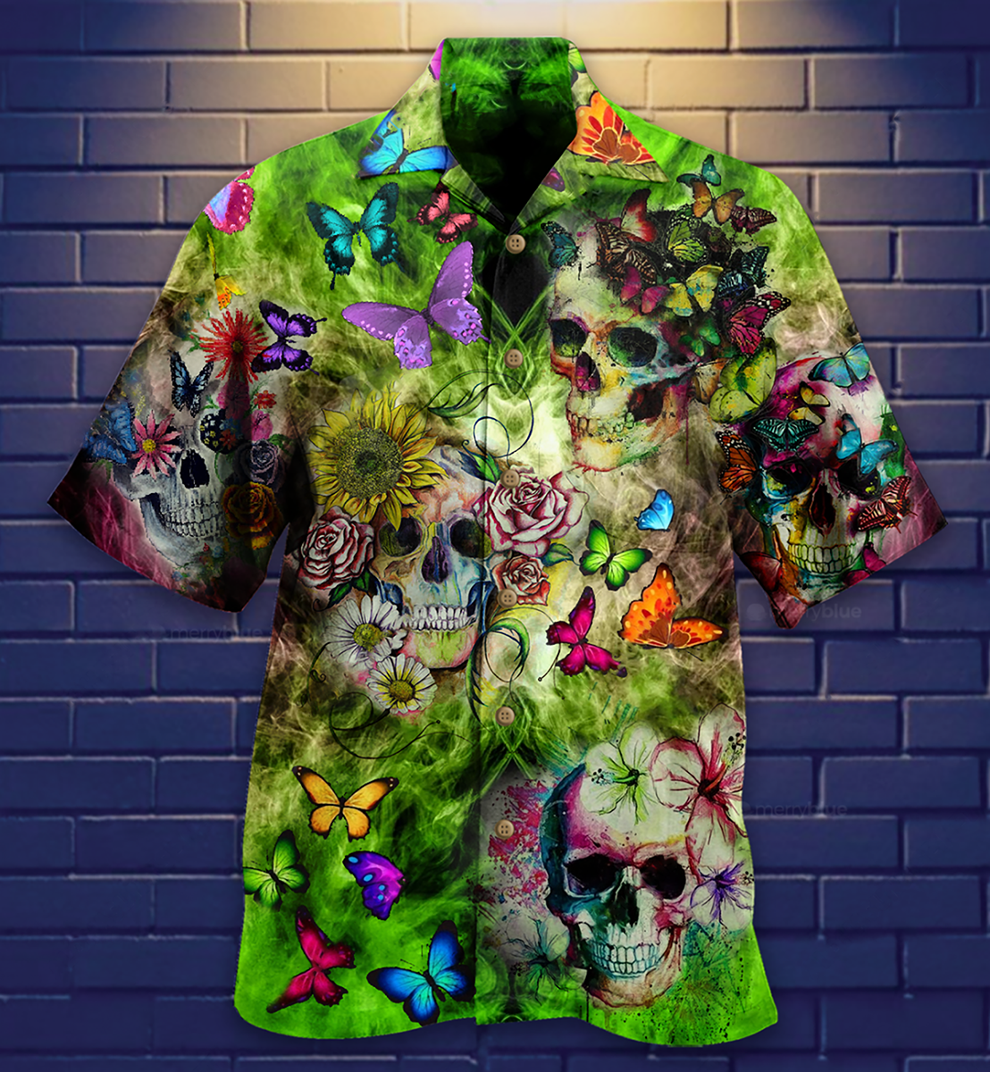 Skull Love Butterfly - Hawaiian Shirt - Reefox