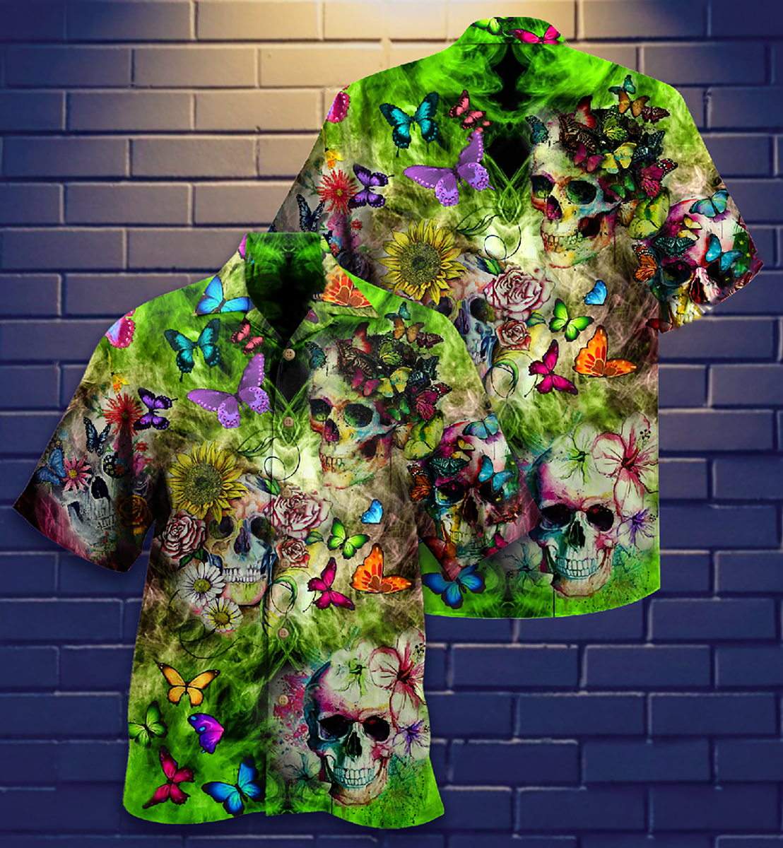 Skull Love Butterfly - Hawaiian Shirt - Reefox