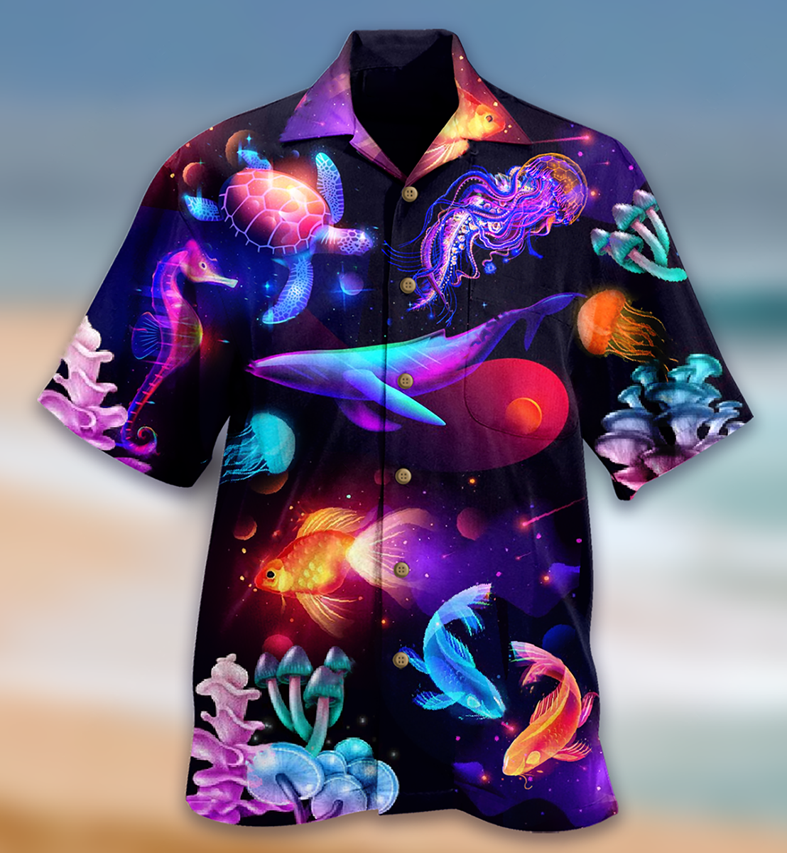 Ocean Love Fish Turtle - Hawaiian Shirt - Reefox