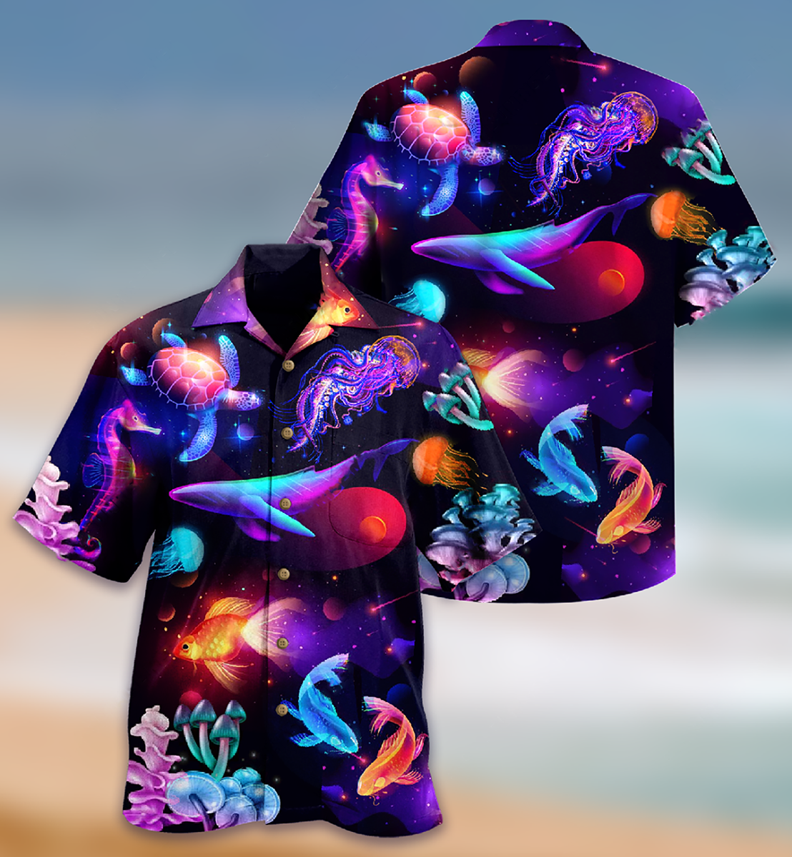 Ocean Love Fish Turtle - Hawaiian Shirt - Reefox