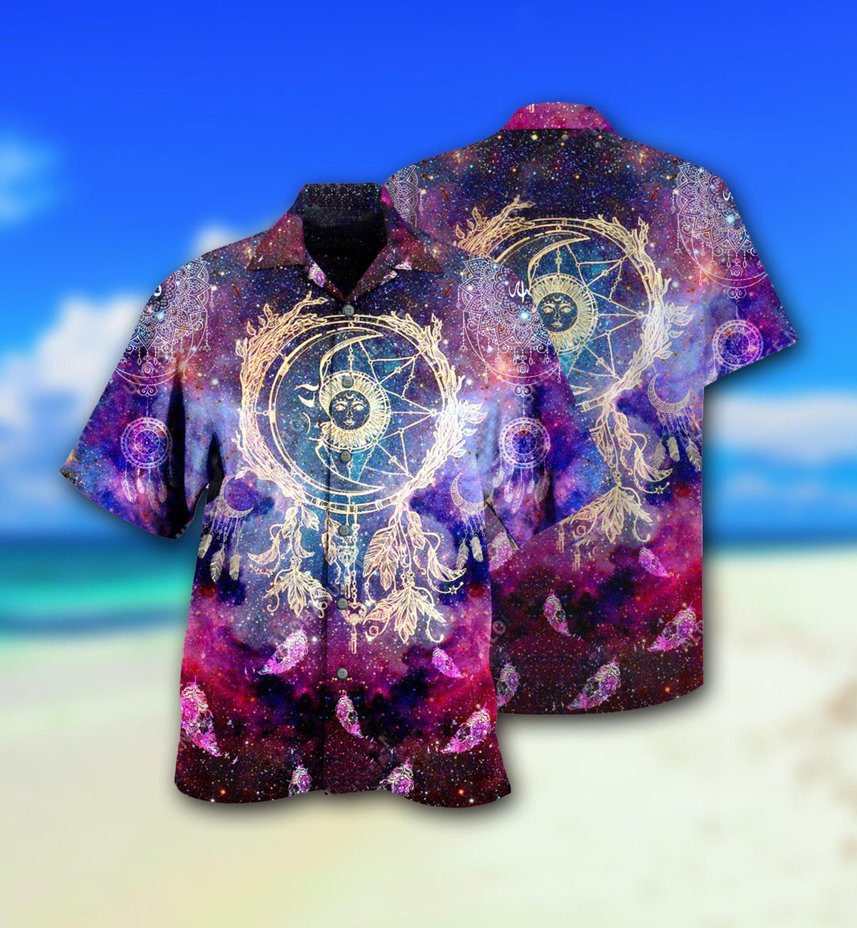 Native Dreamcatcher Moon Smile Mysterious Galaxy - Hawaiian Shirt - Reefox