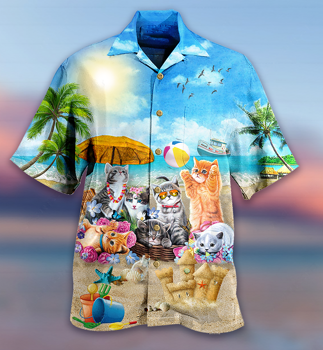 Cat Happy Love Beach Sunshine - Hawaiian Shirt - Reefox
