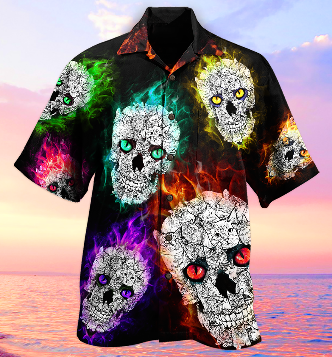Skull Color Smile Say Hi - Hawaiian Shirt - Reefox