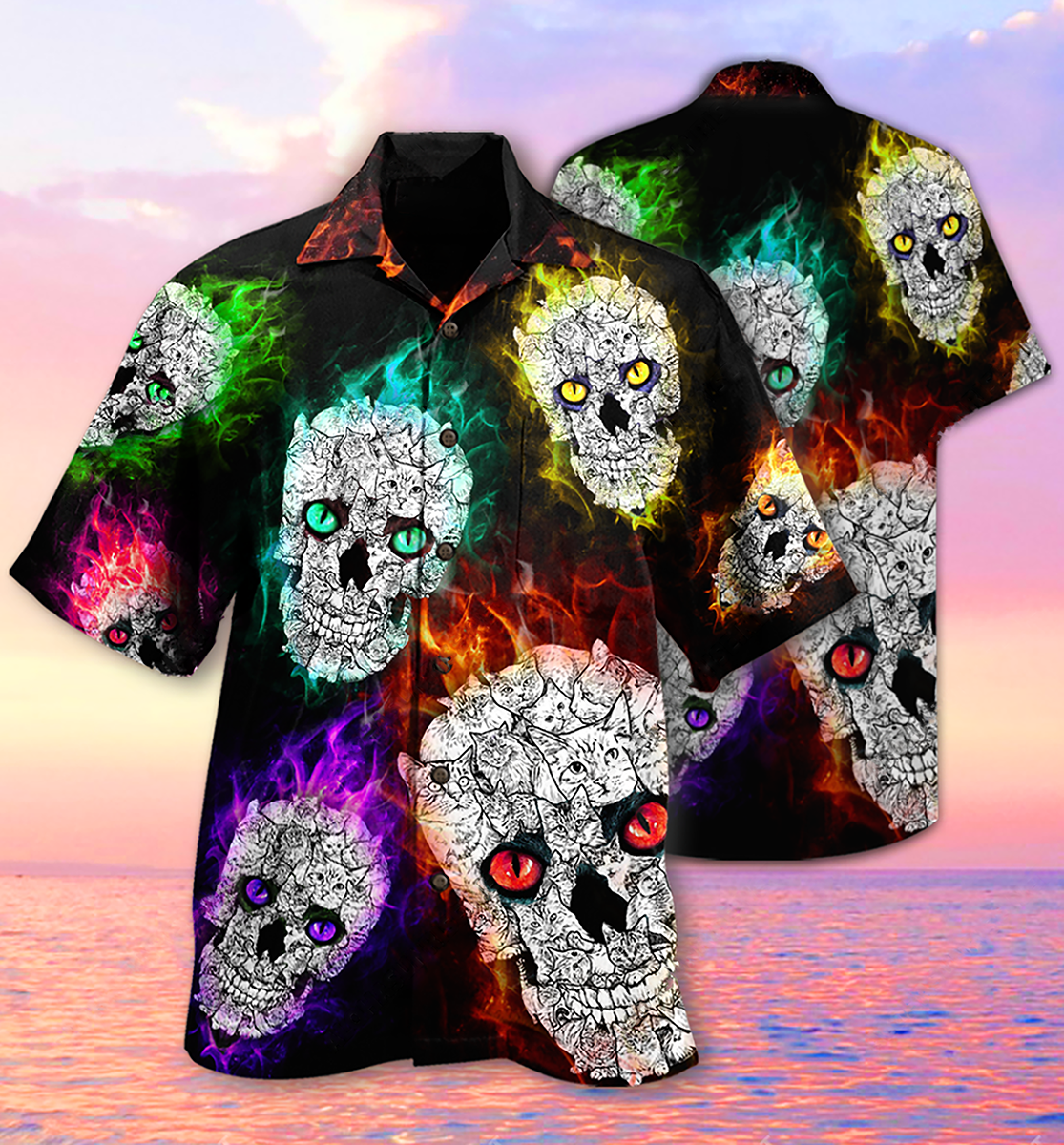 Skull Color Smile Say Hi - Hawaiian Shirt - Reefox