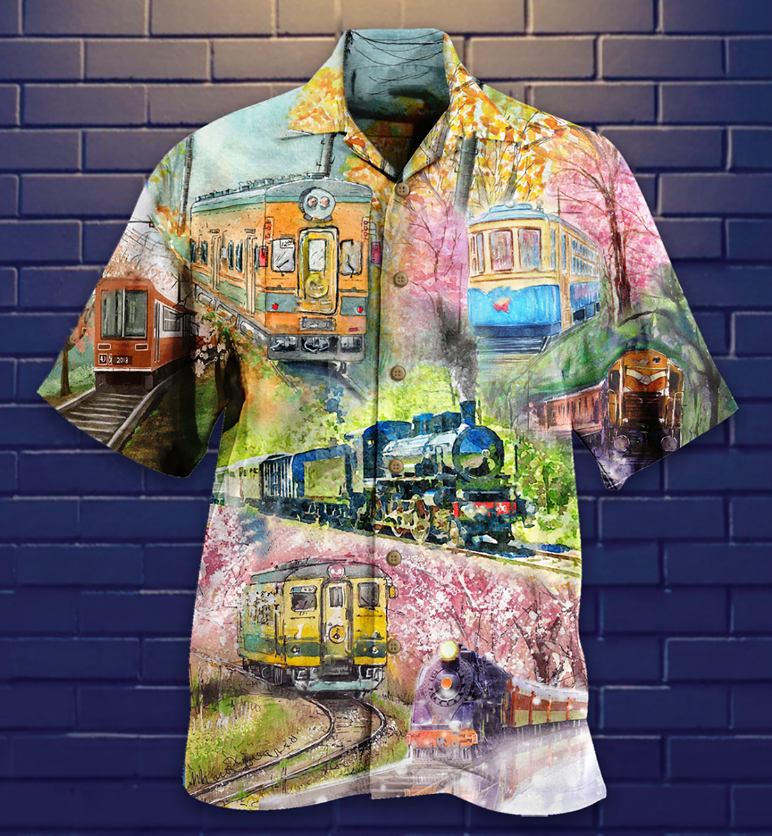 Train Love Flowers - Hawaiian Shirt - Reefox