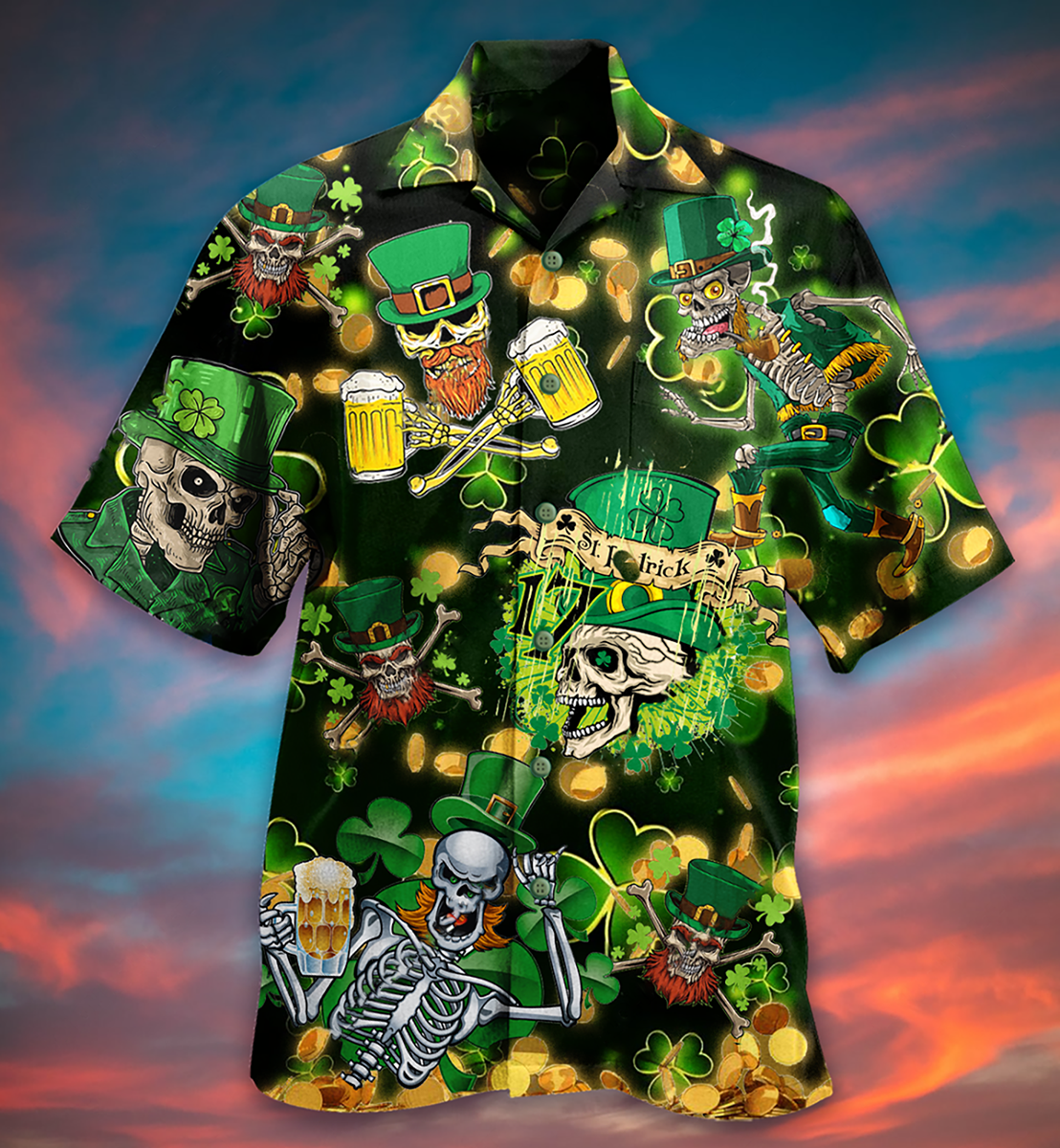 Irish Skull Love Beer - Hawaiian Shirt - Reefox