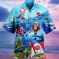 Shark Love Santa Blue Sea - Hawaiian Shirt - Reefox
