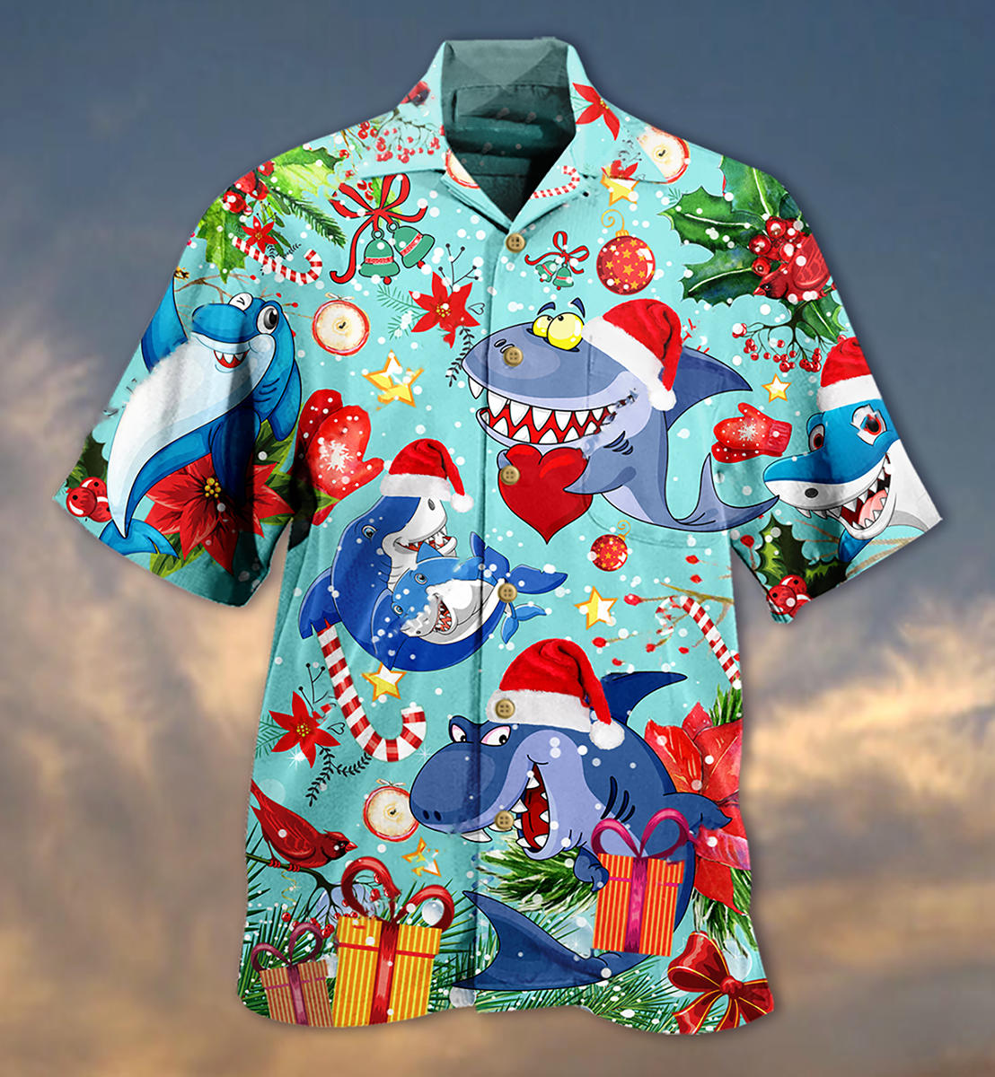 Shark Love Christmas - Hawaiian Shirt - Reefox