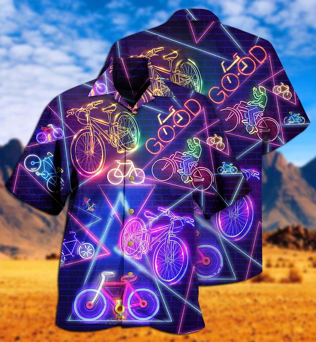 Bike Neon Style Love Purple Really Much - Hawaiian Shirt - Reefox