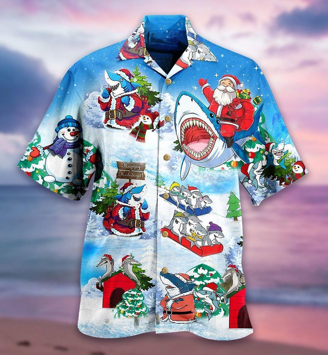 Shark Santa Love Xmas - Hawaiian Shirt - Reefox