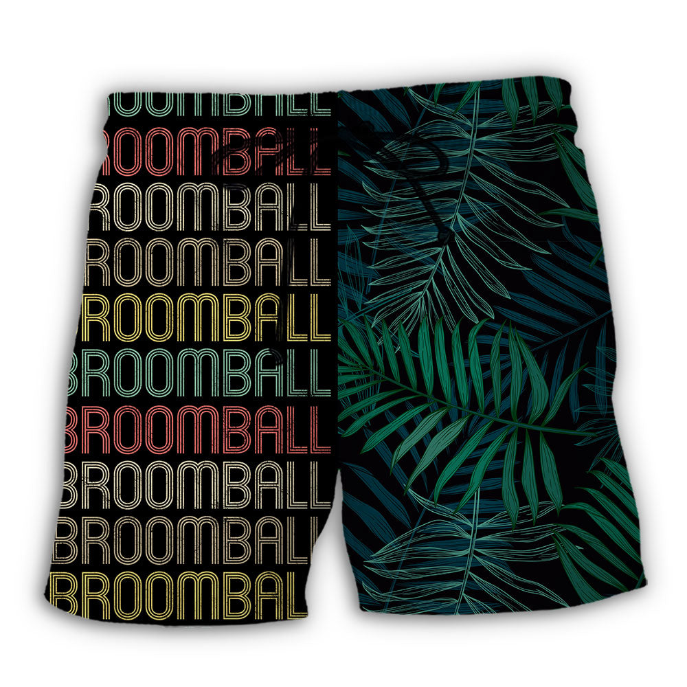 Beach Short / Adults / S Broomball Is My Passion Tropical Leaf - Beach Short Reefox - Owls Matrix LTD