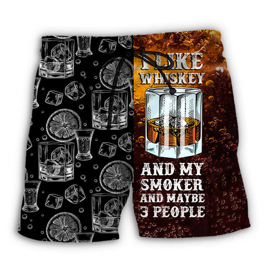 Beach Short / Adults / S Wine Whiskey I Like Whiskey And My Smoker - Beach Short Reefox - Owls Matrix LTD