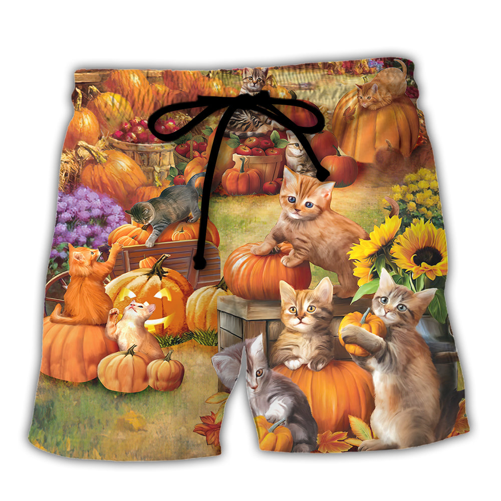 Thanksgiving Cat Wish You Happy Thanksgiving - Beach Short Reefox - Owls Matrix LTD