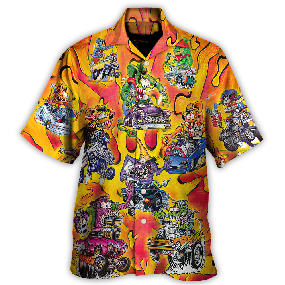 Hawaiian Shirt / Adults / S Hot Rod Vintage Racing Savage Burn Energy - Hawaiian Shirt - Reefox