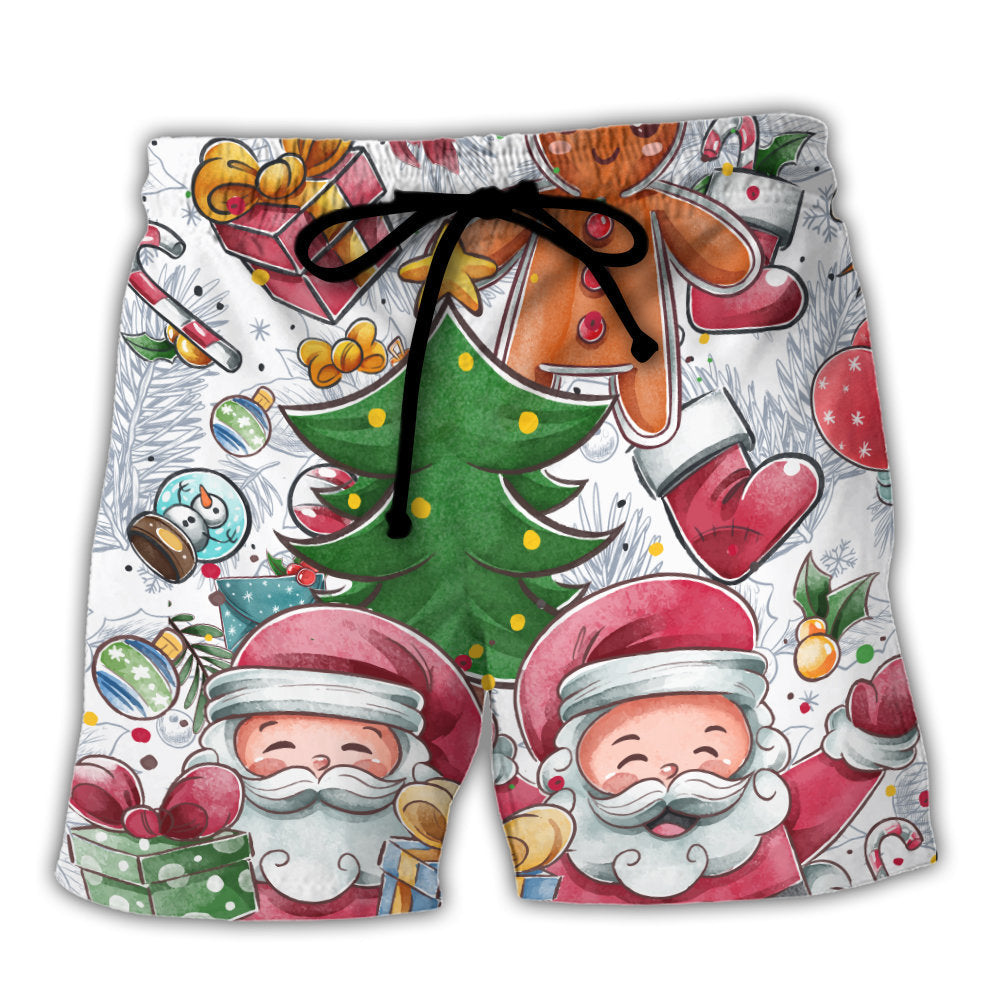 Beach Short / Adults / S Christmas Santa Cutie Winter Snowman Gingerbread - Beach Short Reefox - Owls Matrix LTD